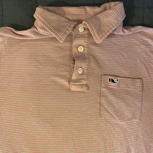 Vineyard Vines polo shirt youth medium salmon and blue stripe